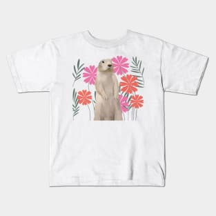 Cute Groundhog Pink Flowers Kids T-Shirt